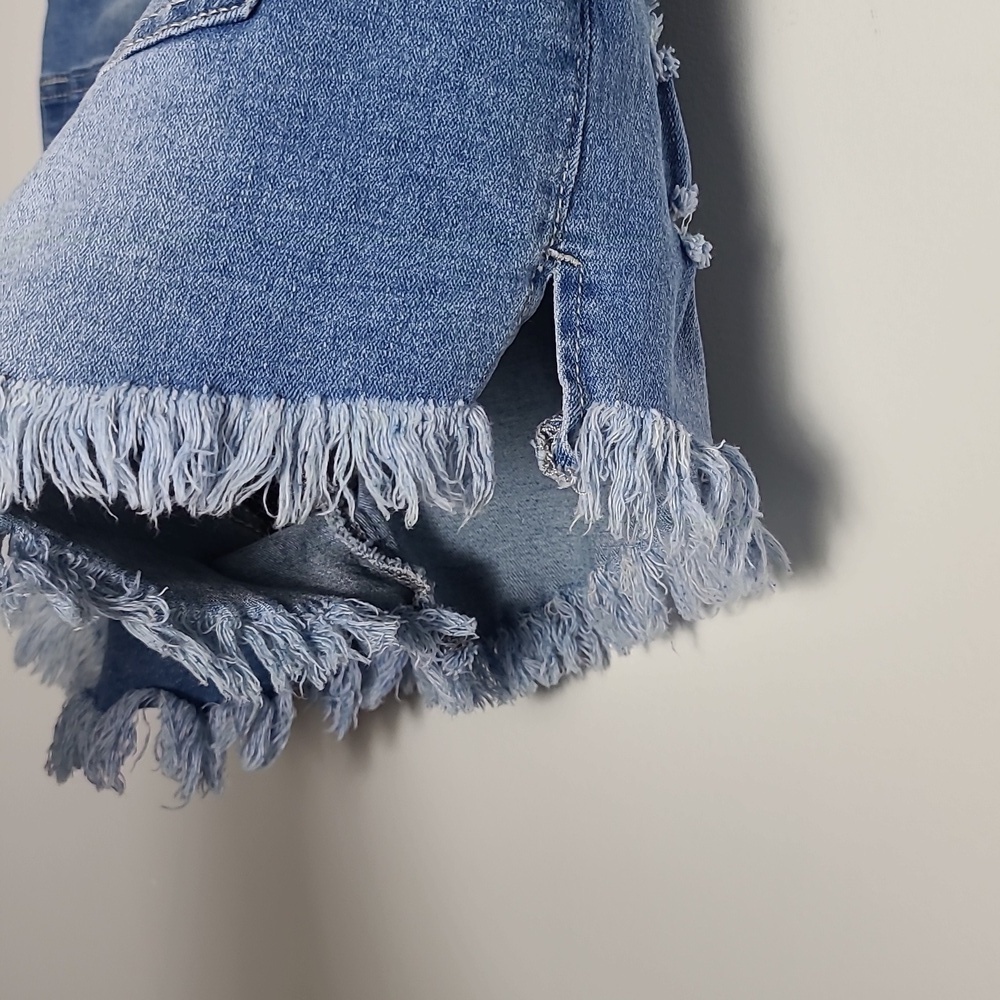 🚨LAST CHANCE🚨LUVAMIA Denim Jean Shorts Frayed Hem High Rise Cotton Size Medium - Picture 15 of 15